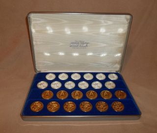 The Official STAR TREK Checkers Set. Franklin Mint Gold & Silver Plate 