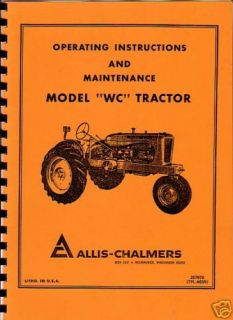 Allis Chalmers Model WC Tractor Instruction Book