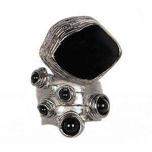 250 AUTH YSL Yves Saint Laurent Arty Ring Black Silver w/ Bag SOLD 