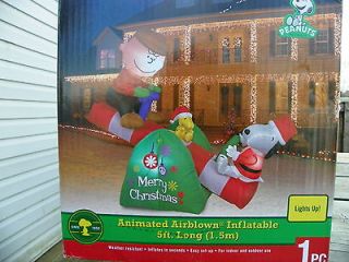 christmas airblown animated snoopy teeter totter 5 lighted inflatable 