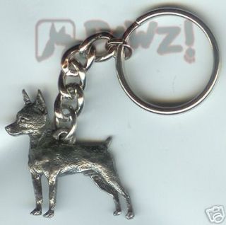 MIN PIN Miniature Pinscher Fine Pewter Keychain Key Chain Ring Fob