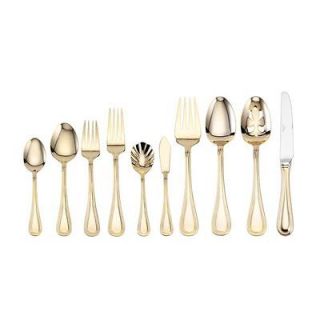 Wallace Continental Bead Gold Plated 65 Piece Flatware Set, 18/0