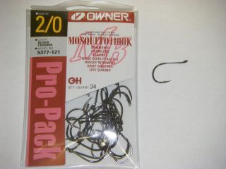 OWNER MOSQUITO HOOK FINE WIRE #5377 121 SZ 2/0 QTY 34 Pro Pack Bass 