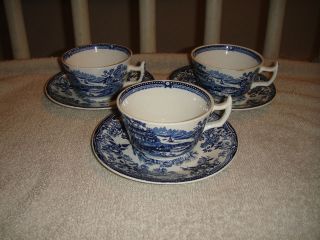 Vintage Royal Staffordshire Clarice Cliff Tonquin Cup & Saucer Blue 