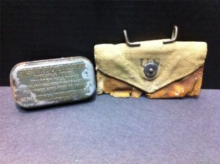 WWII 1943 U.S. Carlisle Government Issued First Aid Pack with Pouch