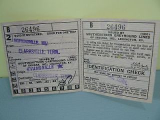 Vintage Nov 8 1945 Greyhound Bus Ticket Clarksville TN