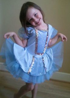 Blue Ballet Cinderella Dance Costume Silver Sequin Trim NEW Cute for 