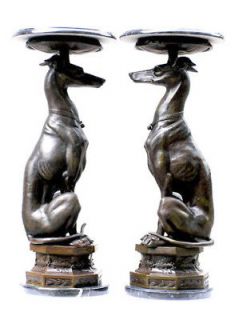 Bronze Italian Greyhound Dog Sculptur Statue Pedestal