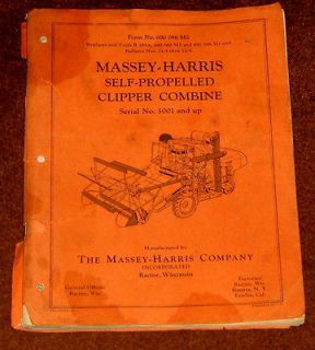 Massey Harris Self Propelled Clipper Combine Parts Book c