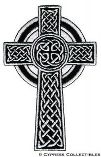 CELTIC CROSS iron on PATCH embroidered IRISH CHRISTIAN RELIGIOUS GOTH 