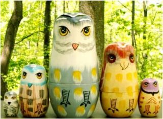 The Owl Family Nesting Stacking Dolls 5 1/2 Fast Shipping