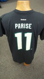 Zach Parise   Minnesota Wild Adult Black Reebok T Shirt   NEW