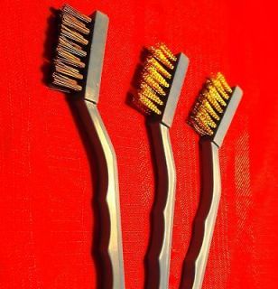 Blue 3pc Brush Kit CLEAN ANCIENT COINS & RELICS Nylon Brass Stainless 