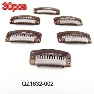   Brwon U shape Metal Snap clips in hair extension weft 32x16mm wow