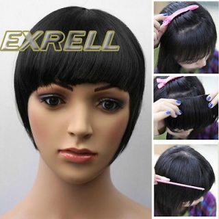 New Fashion Lady Clip in On Front Bangs Hair Extensions Side Long 