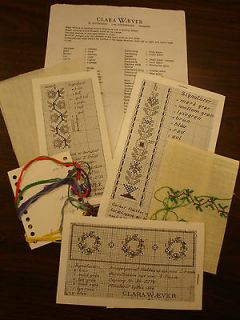 Lot 3 Clara Waever Cross Stitch Kits Linen Fabric Floss Charts 