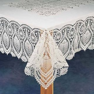 Crocheted Vinyl Lace Table Cloth Cover Round 70 Oblong 54x72 50x104 