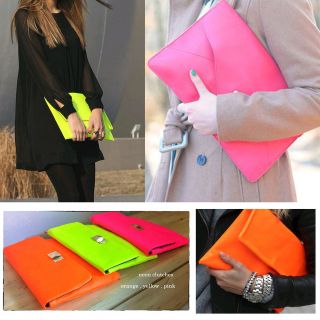   Candy Colors Celebrity Blogger Style Envelope Clutch Purse Handbag