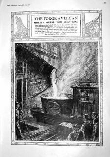 1917 Forge Vulcan Molten Metal Munitions London Coal