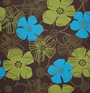 Blue Lime Green Modern Floral Wallpaper /Jazz WE71504 SBK12790 /Brown 
