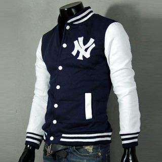 Mens New Slim Fit Stylish Premium NY Varsity Baseball Jacket Uniform 