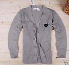 COMME Des GARCONS CDG PLAY MENS CARDIGAN SWEATER GRAY LARGE