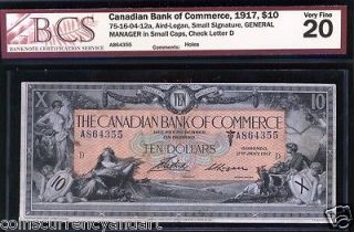 1917 Canadian Bank Of Commerce $10 large banknote