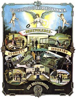BROTHERHOOD OF RAILROAD TRAINMEN AD 1800s LABOR UNION AMERICANA POSTER 