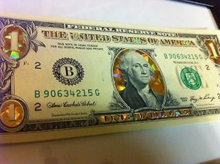 22 K GOLD DOLLAR BILL  GOLD HOLOGRAM COLORIZED USA LEGAL CURRENCY 