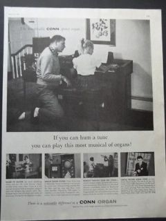 1960 Girl Playing Conn Spinet Organ Photo Vintage Print Ad