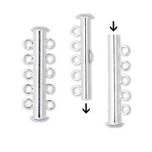 Silver Plated 5 Strand Locking Slide Tube Clasp 31mm