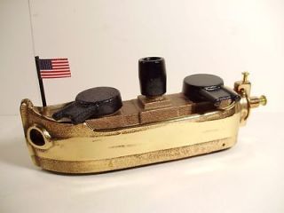 NEW BRASS CONESTOGA BIG BANG BOAT 9BR TOY CANNON IN BOX 
