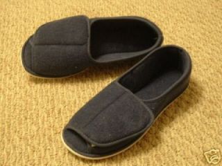 Mens Navy Blue Edema or Diabetic Slippers with adjustable Velcro 