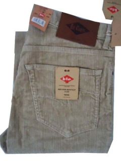 Mens Lee Cooper Lc20 Bootcut Cords Stretch Jeans 70s Beige All Sizes