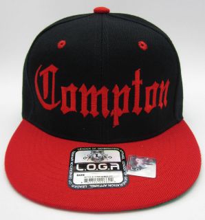 COMPTON Snapback Hat LA Cap EazyE Dre Cube NWA Black Red LA RAIDERS 