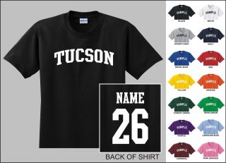 City Of Tucson College Letter Custom Name & Number Personalized T 
