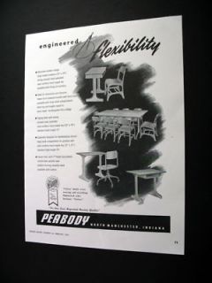 Peabody School Student Desks Tables Chair 1954 print Ad