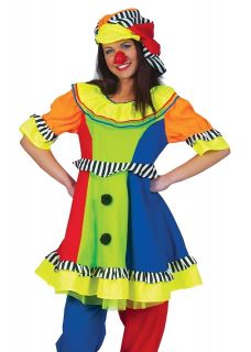 Circus Clown Colorblock Outfit Womens Halloween Party Costume