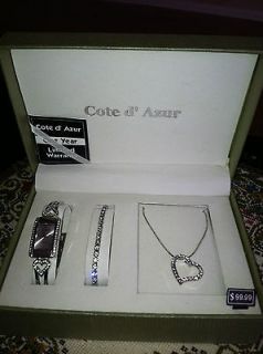 Beautiful Cote d Azur Ladies Watch, bracelet and necklace set. New in 
