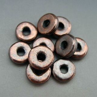 Naos~ Mykonos Greek Ceramic Spacer Beads   8mm Bronze Rondelles 