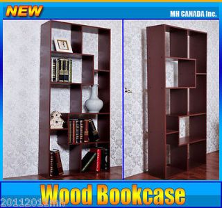 Bookcase Bookshelf Leveled Cabinet Display Wood Bookshelves Brown