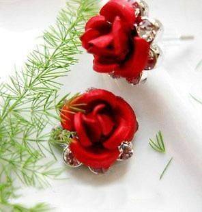 red rose earrings in Earrings