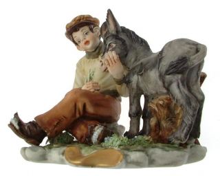 Capodimonte boy figurine with donkey germano cortese 317   NEGR34