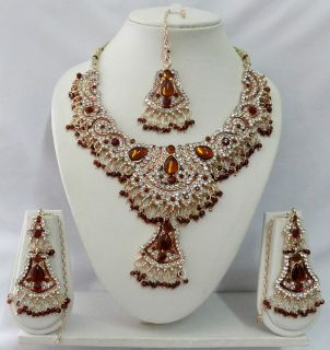   Bollywood Style Kundan Diamante Necklace Set Fashion Jewelry ECL T8094