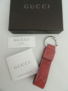 BN Auth Gucci GG Salmon Red Leather Keyring Keyfob   Great Gift BOXED