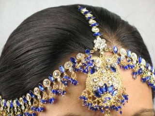 Bollywood Costume Jewellery Matha Patti Royal Blue