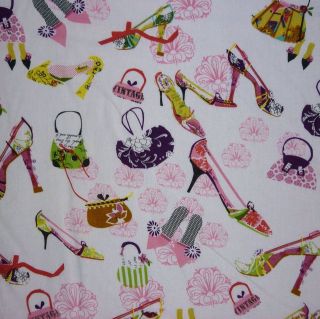 Ivory 100% Cotton Handbags & Shoes Pink Boutique Print Fabric P/Mtr