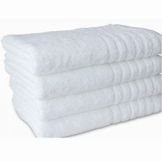 12 x Pure Cotton Bath Towels Natural White Bulk Buy Dozen 600gsm Spa 