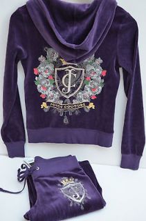 Juicy Couture Iconic Velour Tracksuit Blackberry M Hoodie and M Pants