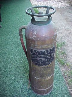 BADGER COPPER BRASS TOP W HOSE FIRE EXTINGUISHER 24 TALL STEAMPUNK